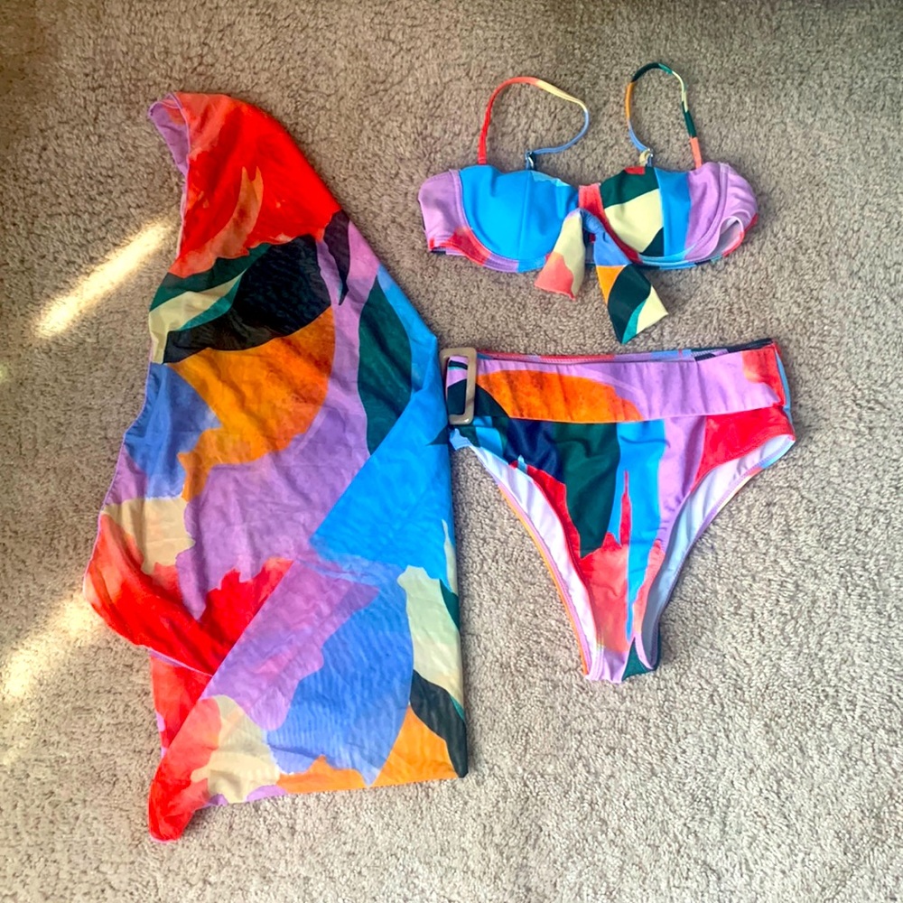 Two piece bathing suit with sarong